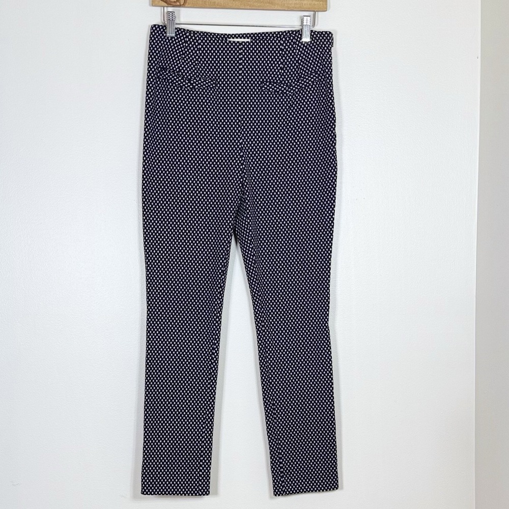 Anthropologie Womens The Essential Slim Pants Size 4 Black White Polka Dot Retro